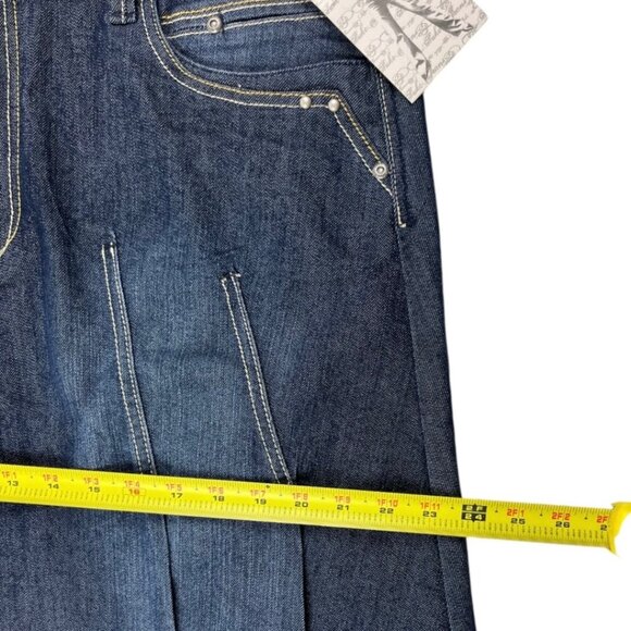 Suko Jeans A-Line Pleated Blue Denim Skirt Front and Back Pockets Size 14 - Picture 13 of 15